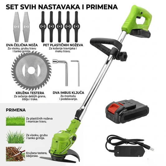 AKU Trimer za košenje trave sa dve baterije